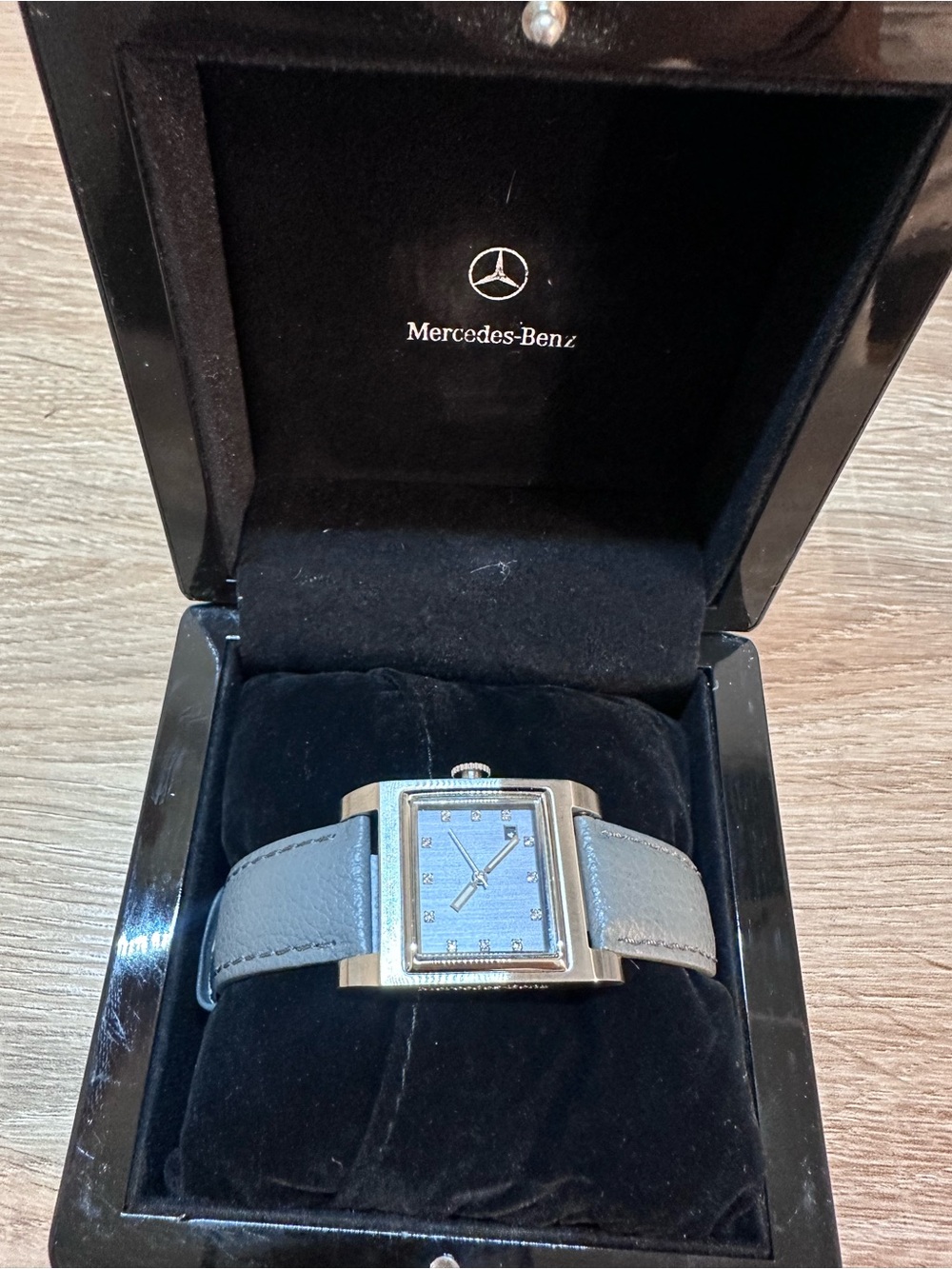 Vintage Mercedes Benz Watch Blue Leather Original Box Rare Luxury Collectible